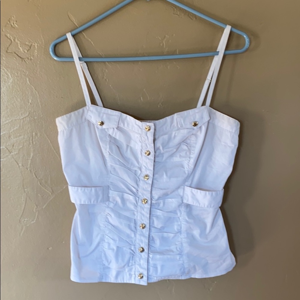 White button up crop tank